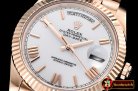 Rolex DayDate 40mm Flt RG/RG Pearl Wht Roman BP Swiss 2836