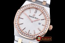 Audemars Piguet Royal Oak Ladies 33mm Diams RG/SS Wht JF Swiss Q