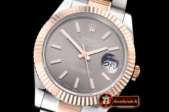 Rolex Datejust DJ2 41mm Oyt Flt RG/SS Grey/Stk BP Asia 2813