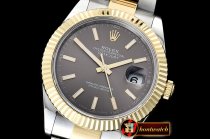 Rolex Datejust II DJ2 41mm Oyt Flt YG/SS Grey Stk BP Asia 2813