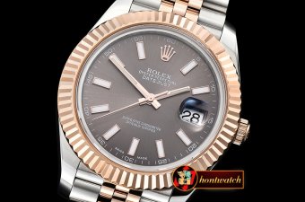Rolex Datejust II DJ2 41mm Jub Flt RG/SS Dark Grey Stk BP A3235