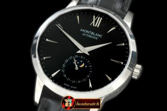 MB057D - Star Calendar Moonphase SS/LE Black M-9105
