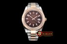 Rolex DJ2 41mm Oyst Flt RG/SS Brown Stk BP A3136 Mod