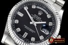 Rolex Daydate 36mm Flt SS/SS Black Diam BP Swiss 2836