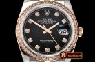 Rolex DateJust 36mm Jub Diam RG/SS Black/Dm BP A2813