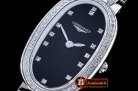 Longines Elegance Ladies Diams SS/SS Black TWF Swiss Qtz