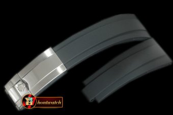 ROLACC020B - Black Rubber Strap 20/16 with SS Insignia Clasp
