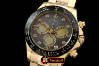 Replica Rolex Daytona 116528 YG/YG MOP Grey Diam A-7750 Sec@6