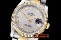 Rolex Datejust DJ 36mm Oyst Flt YG/SS Light Grey Roman BP A3135