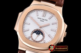 Best Quailty Patak Philippe Nautilus MoonPhase RG/LE White MY901