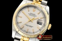 Rolex Datejust 36mm Flt YG/SS S.Wht/Stk Jub ARF Asia SH3135