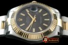 R2DJ0187G - SS/YG Oyster Fluted Grey Sticks Asian Eta 2836-2