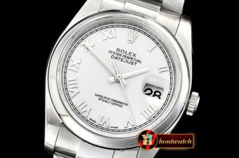 Rolex Datejust Man DJ 36mm Oyst Dome SS/SS Wht Roman ARF A3135