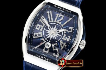 Franck Muller Vanguard Mens V45 SS/LE/RU Blue Diams ABF A2824