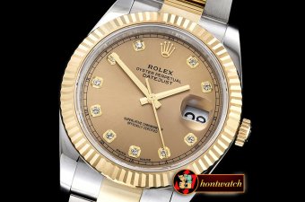 Rolex DJ2 41mm Oyst Flt 904L YG/SS Gold/Diam ARF Asia 2824