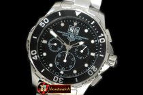 TAG0282B - Aquaracer Big Date Chrono SS/SS Black Jap OS Qtz