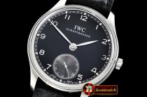 IWC Portuguese Hand-Wound Ref.IW5454 SS/LE Blk/Blk A6497