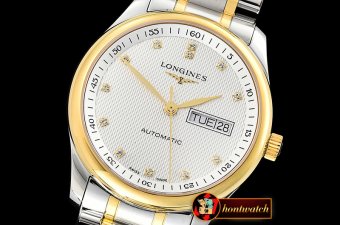 LON016B -Longines Master Collection DayDate YG/SS LGF Wht A2836