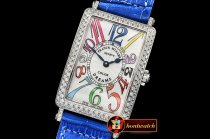 Franck Muller Long Island Ld 952QZ DIAM/SS/LE (Blue) Wht GF Swiss Qtz