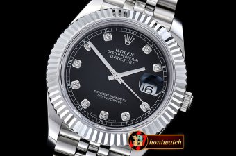 Rolex Datejust II DJ2 41mm Jub Flt SS/SS Black Diams BP A3235 Mo