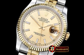 Rolex Datejust Man DJ 36mm Jub Flt YG/SS Gold Sticks BP A3135 Mo