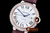 Cartier Balon Bleu Mens Diams Bez RG/LE White Miyota