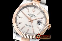 Rolex Datejust DJ2 41mm Oyt Flt RG/SS Silv/Stk BP Asia 2813