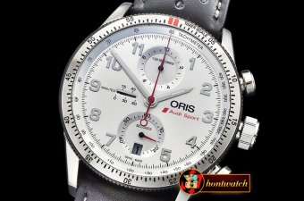 Oris Calobra Chronograph Ltd Ed SS/LE Silv Wht Jap Qtz