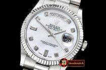 Rolex Daydate 36mm Flt SS/SS White MOP Diam BP Swiss 2836