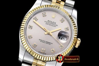 Rolex Datejust DJ 36mm Jub Flt YG/SS Light Grey Diam BP A3135 Mo