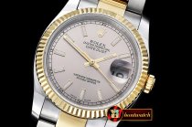 Rolex Datejust DJ 36mm Oyst Flt YG/SS Light Grey Sticks BP A3135