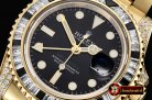 Rolex GMT II Blk/Wht Rubies YG/YG Blk BP A3186 Mod