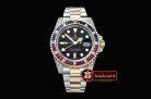 Rolex GMT II Red/Blue Rubies YG/SS Blk BP A3186 Mod