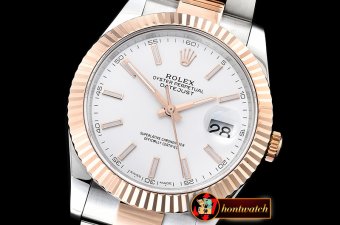 Rolex Datejust DJ2 41mm Oyt Flt RG/SS White/Stk BP Asia 2813