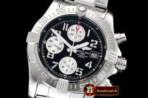 Breitling Avenger II Chronograph 43mm SS/SS Blk/Wht GF A7750