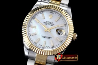 R2DJ0195A - SS/YG Oyster M-White Stk Asian 2813