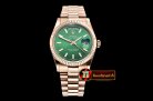 Rolex Daydate 36mm Flt RG/RG Green Thick Stk BP Swiss 2836