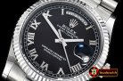 Rolex Daydate 36mm Flt SS/SS Black Roman Num BP Swiss 2836