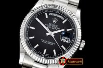 Rolex Daydate 36mm Flt SS/SS Black Stick BP Swiss 2836
