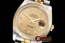 Rolex Datejust Man DJ 36mm Jub Flt 904L YG/SS Blk Diam ARF A3135 Mod