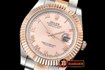 Rolex DJ2 41mm Oyst Flt RG/SS Rose Gold Roman BP A3136 Mod