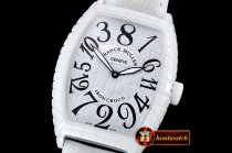 Franck Muller Crazy Hours Jumbo Wht/Blk CER/LE Iron Croco A2813