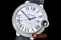 Cartier Balon Bleu Mens Diams Bez SS/LE White Miyota