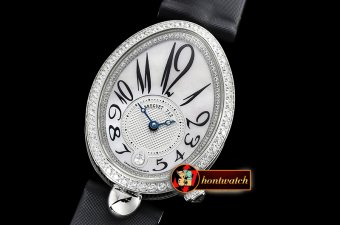 Breguet Queen of Naples Ladies Diams SS/LE Wht MOP Jap Movt