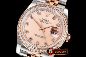 Rolex DateJust 36mm Jub Diam RG/SS Rose/Dm BP A2813