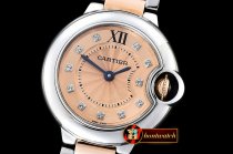 Cartier Balon De Bleu Ladies 33mm RG/SS Salmon Diams V6F Swiss