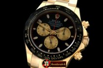 Replica Rolex Daytona 116528 YG/YG Black Stk A-7750 Sec@6