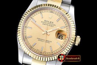 Replica Rolex DateJust Mens 36mm YG/SS Oyst BP Asia 2836
