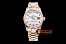 Rolex Daydate 36mm Flt RG/RG Wrap Wht MOP Diam BP Swiss 2836