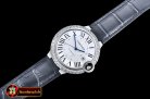 Cartier Balon Bleu Mens Diams Bez SS/LE White Miyota